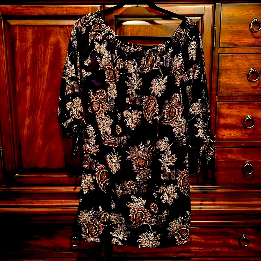 Rebecca M Off the Shoulder Dress Sz XS Navy Print
